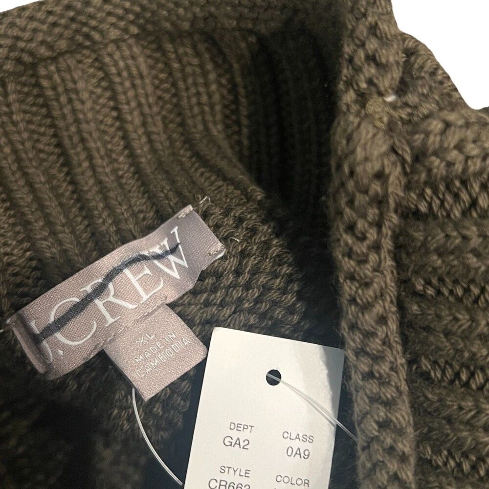 J Crew 2025 Rollneck Cable Knit Sweater Womens XL Woodland Brush Green Cotton - Picture 4 of 9